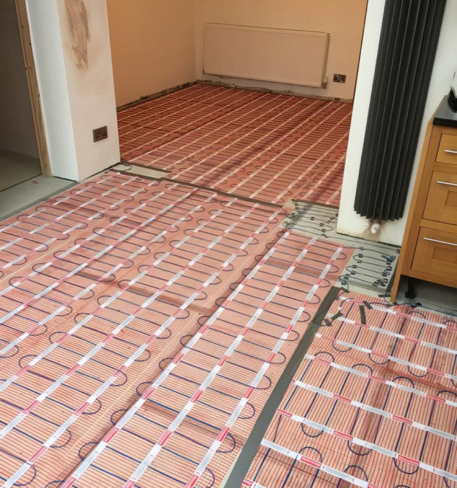 Image of underfloor heating system being installed by Plumb Yorkshire ltd.